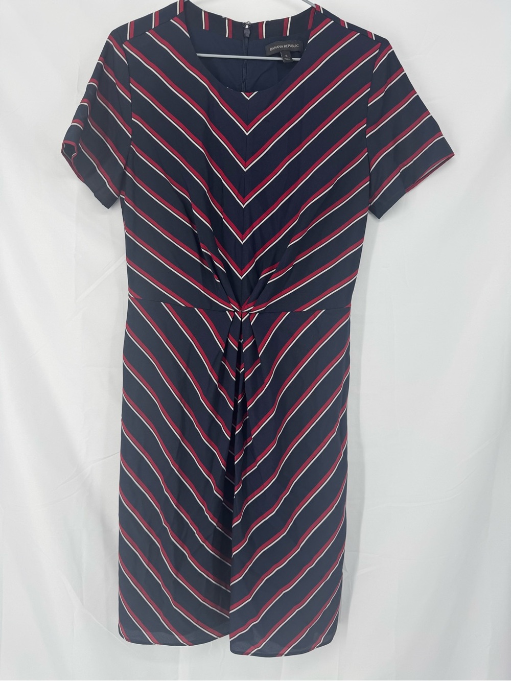 Banana Republic Navy Midi Dress with Red and White Stripes 0297